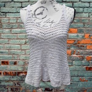 American Eagle -354 Outfitters cream‎ crochet knit top Small